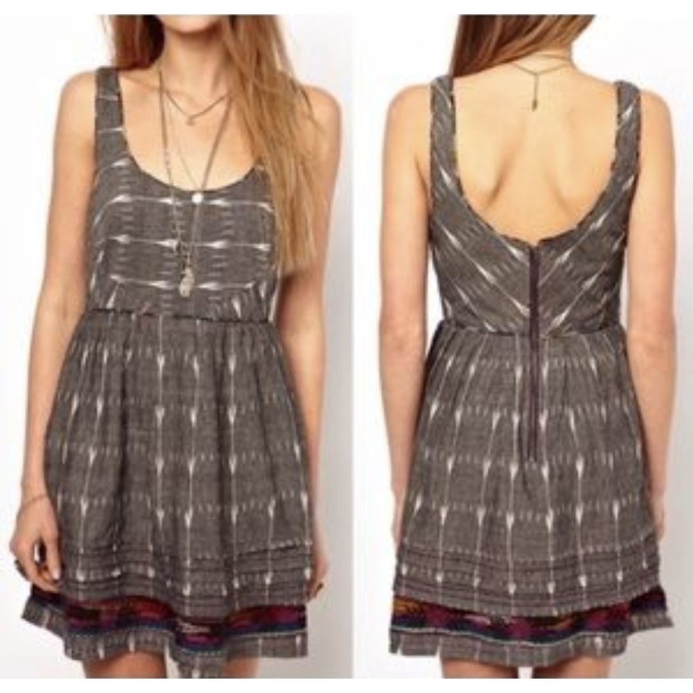 Free People Gray Patterned Dress